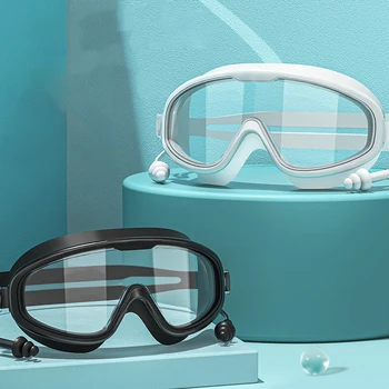 1 x Популярные в Интернете водонепроницаемые и противотуманные профессиональные очки для дайвинга с большой рамой, очки для плавания для взрослых