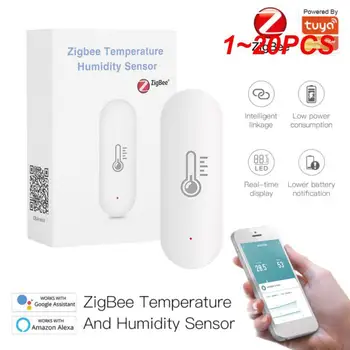 1 ~ 20 шт. Tuya ZigBee 3.0 Датчик температуры и влажности с питанием от батареи Smart Life Home Security Automation Работа с Alexa