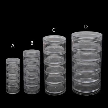1 комплект 5-слойный цилиндр штабелируемые контейнеры для бусин пластиковые круглые прозрачные банки для хранения коробки для бусин пуговицы поделки мелкий предмет