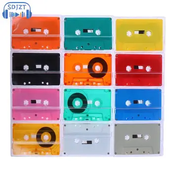 1 комплект стандартного кассетного цветного пустого магнитофонного магнитофона с 45-минутной магнитной аудиолентой Прозрачная коробка для хранения речи и музыки