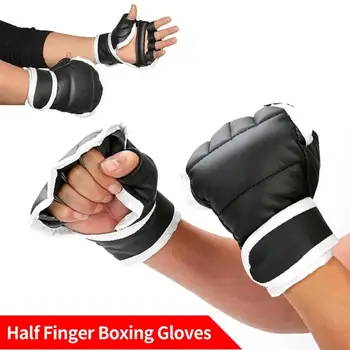 1 пара перчаток тренировка боксерский удар тайский половина PU палец мужчины детские перчатки боевые перчатки муай тренировки каратэ кожаный бокс V4E4