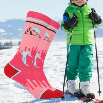 1 пара Термоноски Высокая эластичность Тонкое качество изготовления Сохраняют тепло Мягкие толстые детские ботинки Лыжные носки Лыжные носки для активного отдыха