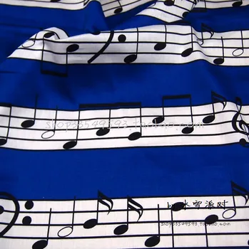  1 шт. 140x50 см Музыка 100% хлопковая ткань атласная ткань Telas Пэчворк Синий Музыкальный символ Печатная ткань Швейный материал DIY Одежда