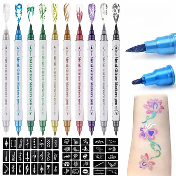 10-цветная двойная головка для рисования татуировки для ногтей ручка для студентов DIY Поздравительная открытка Справочник по рисованию Мягкая и жесткая головка Красота ручка