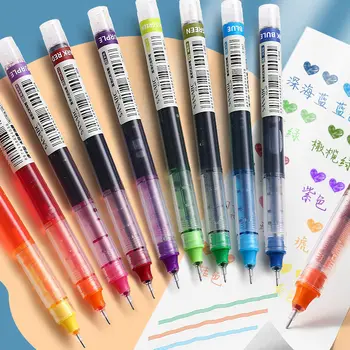 10 цветов Прямая жидкая гелевая ручка Быстросохнущая Цветные гелевые ручки большой емкости Ручки-роллеры 0,5 мм Школьный офис Канцелярские принадлежности
