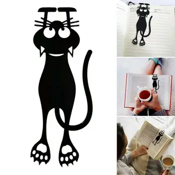 10 шт. 3D Черная кошка Закладки Найти прогресс чтения Творческое мультяшное животное Портативный пластиковый маркер страницы книги Учитель Ученик S