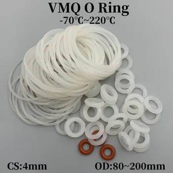 10 шт. Белые прокладки уплотнения кольца из силиконовой резины VMQ CS 4 мм OD 80 ~ 200 мм Силиконовая прокладка уплотнительного кольца Пищевая резина Уплотнительное кольцо