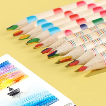  10 шт. Креативные канцелярские товары Четырехцветный карандаш Радужные цветные карандаши Четырехцветный карандаш с одинаковым сердечником для рисования Офис Школьные принадлежности