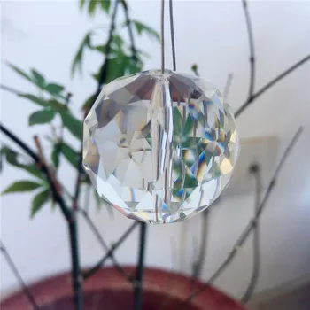 10 штук 30 мм Хрустальный граненый шар со средним отверстием Прозрачный цвет Стеклянная люстра Шаровые детали для свадебного дома X-MAS Decor