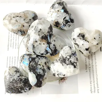 100% натуральный синий лунный камень в форме сердца полированный хрустальный камень эстетические украшения для декора комнаты для украшения дома