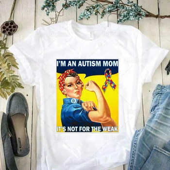 100% хлопок Футболка Autism Mom Это не для слабых Autism Awareness Shirt