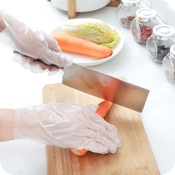 100 шт. Экологически чистые одноразовые перчатки Прозрачные пластиковые перчатки для работы с пищевыми продуктами Домашняя кухня Кулинария Чистящие принадлежности