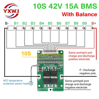 10S 42 В 15 А BMS Polymer Cell 18650 Плата защиты литиевой батареи со встроенным контролем температуры Balance