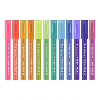 12 Набор флуоресцентных маркеров Маркер для раскрашивания и рисования Иллюстративная ручка для детей и взрослых
