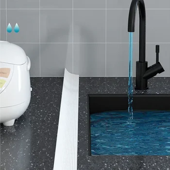 1M-3M Кухонная столешница Силиконовая гидробарьерная пробка для ванной комнаты Гибкая удерживающая полоса Сухая и влажная сепарация Барьеры от наводнений