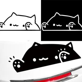 2 / 4 шт. Cat Kawai Наклейки на кузов автомобиля Черный/белый Пластиковые аксессуары для стайлинга автомобиля Авто Окно Бампер Наклейка Авто Аксессуары