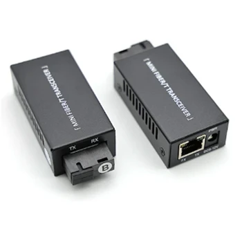 2 шт. Гигабитный 100/1000M A/B SC Ethernet Оптоволоконный коммутатор Медиаконвертер Rj45 Оптический приемопередатчик 20 км Fibra Switch Черный