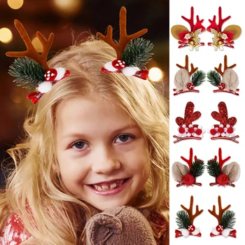 2 шт./компл.,рождественские заколки для волос для девочек Милые оленьи ушные заколки Заколки для волос Детские рождественские рога Шпилька Заколка для волос Аксессуары для волос