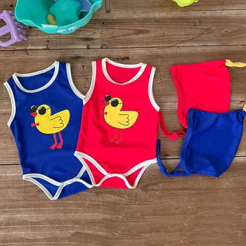 2023 Летний детский цельный купальник Купальник с мультяшной печатью Купальники для девочек и мальчиков Купальный костюм для малышей в бикини Детский пляжный костюм