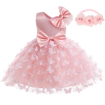 2024 Новое детское платье бабочка день рождения девушки принцесса платье с пайетками тюль цветочное платье девушка рождественское новогоднее вечернее платье