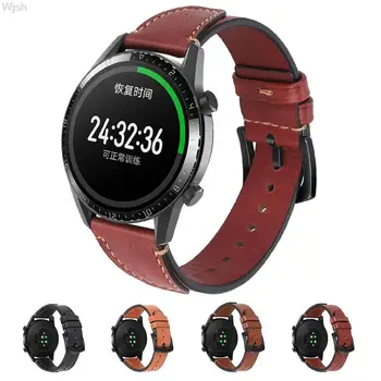 22 мм ремешок из натуральной кожи для Samsung Galaxy Watch 46 мм Браслет для часов Gear S3 Frontier для Huawei Watch GT 2 46 мм