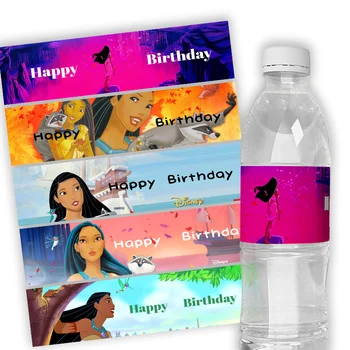 24 шт. Disney Pocahontas Custom Label Наклейка Минеральная Вода Бутылка Этикетка Наклейки День Рождения Декор Подарок Для Детей Принадлежности