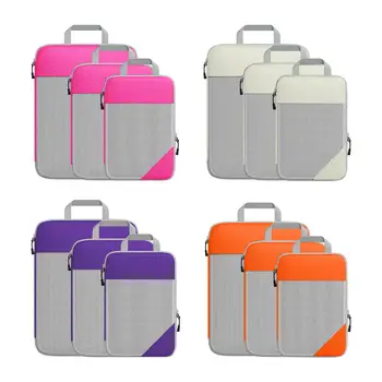 3 шт. Компрессионные упаковочные кубы, органайзеры для упаковки багажа Компактный портативный органайзер для путешествий Кубики для кемпинга на открытом воздухе