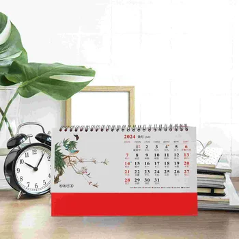 3pcs Настольный календарь Календарь в китайском стиле Декор 2024 Календарь офисного декора Календарь
