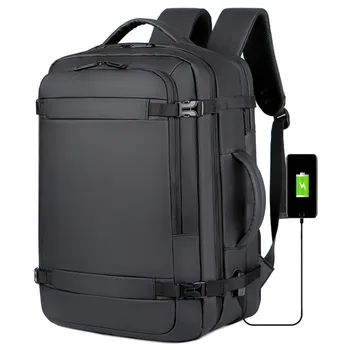 40L Расширяемый USB-зарядный дорожный рюкзак Мужчины Большая емкость Бизнес Водонепроницаемый Прочный 17-дюймовый компьютерный рюкзак Новый