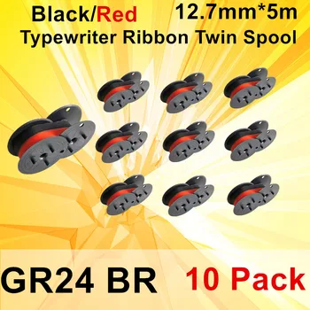 5 ~ 10PK Совместимые печатные машинки GR24BR Olympia Double Pack - DIN 2103 / DIN 32755 - Черный и красный 12,7 мм * 5,5 м