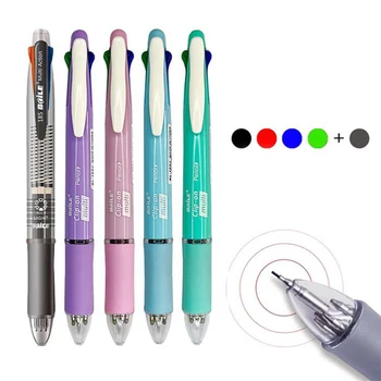 5 в 1 Многоцветные шариковые ручки Creative 4 Color Ball Pen Refill Карандаш Свинец Push Многоцветная шариковая ручка с автоматическим карандашом