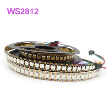 5 В WS2812B 5050 RGB светодиодная лента 30/60/74/96/144 светодиодов/м WS2812 адресуемая пиксельная ИС гибкая световая лента IP30/65/67 Белая/черная печатная плата