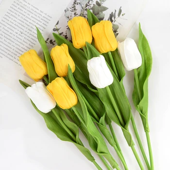 5 шт. искусственный реальный тюльпан цветок свадьба свадебный букет дома гостиная украшение сада тюльпаны поддельный цветок