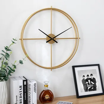 50 см большие круглые металлические настенные часы silent wall часы современный дизайн часы для домашнего декора офис европейский стиль