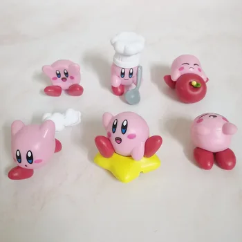 6Pcs Kirby Game Периферийные Милые Игрушки Милые Украшения Аниме Фигурки Мини GK Модель Шарм Коллекция Торт Декор Аксессуары