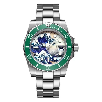 ADDIESDIVE Часы для серфинга Синий керамический безель BGW9 Супер светящиеся часы 200 м Дайвинг Сапфировое стекло NH35 Мужские наручные часы