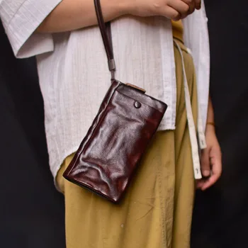 AETOO Портативная деликатная сумочка для хранения с нейтральным ветром Кожаная маленькая сумочка для мобильного телефона в стиле ретро