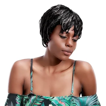 AICKER Синтетический парик Короткие плетеные темные корни для чернокожих женщин Черные парики с косой Натуральные дышащие термостойкие волокна Волосы