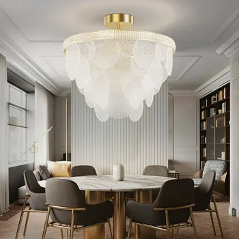 American Light Роскошная люстра для гостиной Лампа 2021 Новый постмодернистский стеклянный хрустальный французский светильник для спальни столовой для кухни