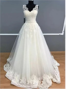 ANGELSBRIDEP Кепка-плечо Бальное платье Свадебные платья Vestido De Noiva Модная аппликация Бисероплетение Тюль Саудовская Аравия Платья невесты