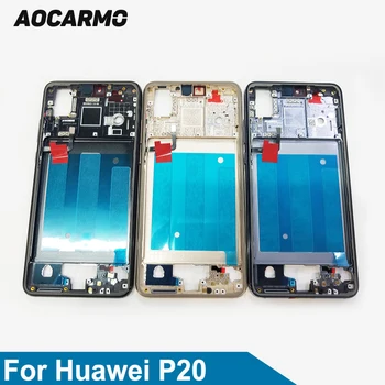 Aocarmo Замена металлической черной / синей / золотой средней рамки средней рамки Пластина с наклейкой для Huawei P20 5.8