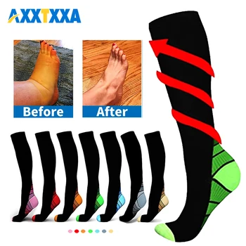 AXXTXXA 1 пара компрессионных носков для женщин и мужчин - лучшая поддержка кровообращения, медсестер, бега, путешествий