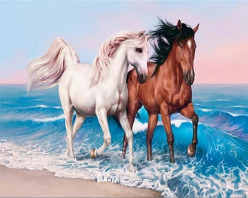 beibehang Украшение дома фреска на заказ обои пара лошадь картина маслом телевизор диван фон фотообои панно 3d обои для стен