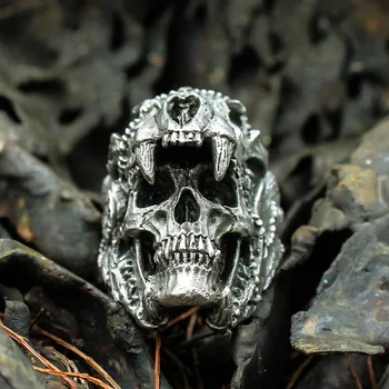  BEIER Винтажное кольцо с черепом индийского ягуара для человека из нержавеющей стали, уникальный череп и панк-рок ювелирные изделия BR8-695