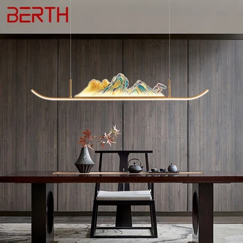 BERTH Китайская лампа Подвесной светильник LED 3 цвета Креативный Zen Design Hill Пейзаж Люстра для дома Чайный домик Столовая