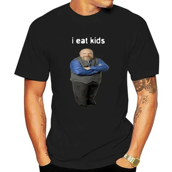 Bertram Eats Kids Funny Brand Мужчины Женская футболка I Eat Kids Tees Man Pure Cotton Tops Short Sleeve New Black Casual Loose Tshirt