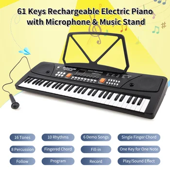 BIGFUN 61-клавишная электронная клавиатура Многофункциональное детское электрическое пианино со светодиодными двойными стереодинамиками Клавишный инструмент