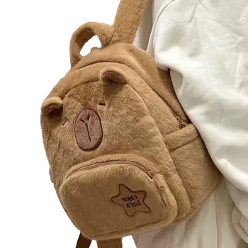 Capybara Мини-рюкзак Большая емкость Милая мягкая игрушка Мягкая и удобная кукла Capybara Подушка Vivid Capybara Повседневная сумка для