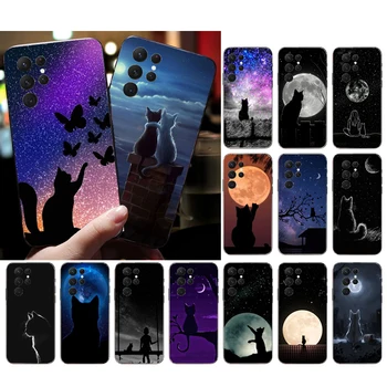 Cat Moon Star Night Чехол для телефона Samsung A52S A21S A33 A23 A13 A14 A32 A52 A53 A54 A51 A71 M51