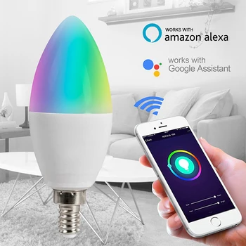 CORUI Tuya Zigbee E14 E12 Умная лампа для свечей RGBCW 5 Вт Светодиодная лампа Smartthings Пульт дистанционного управления Совместим с Alexa Google Home